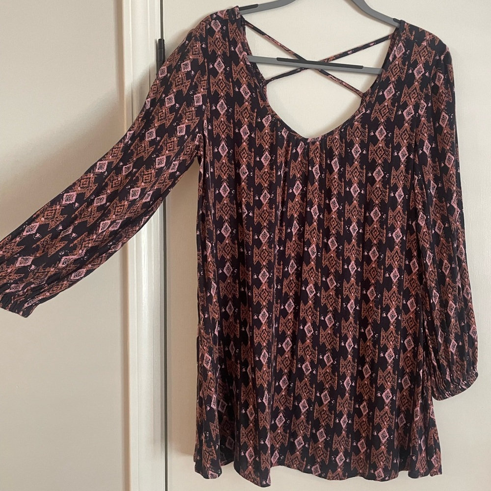 Billabong long sleeve boho mini-dress